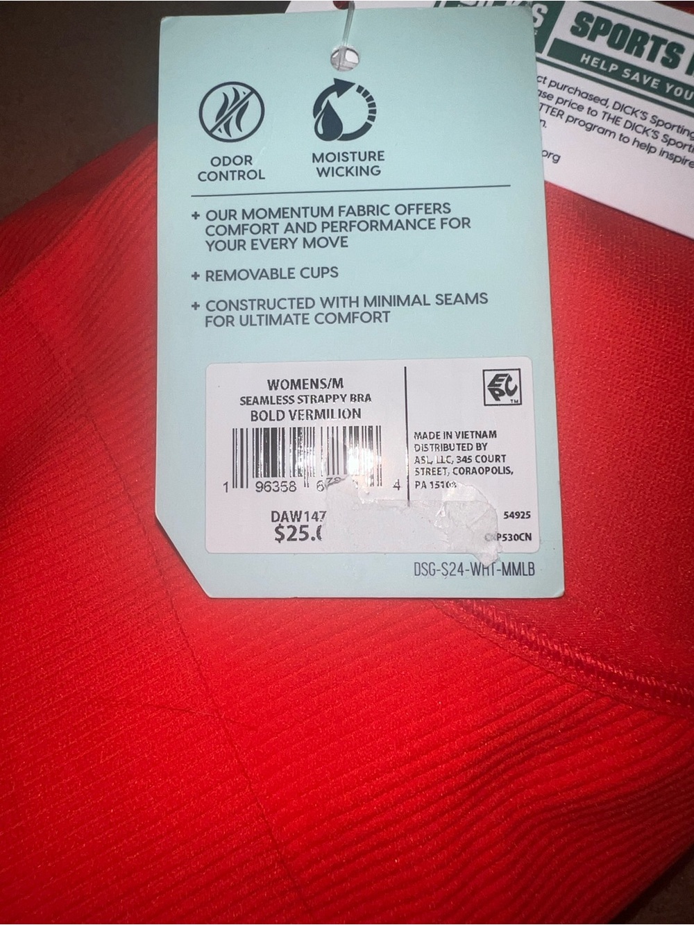 DSG Women's Bright Red Double-Strap Sports Bralette Medium - Picture 5 of 8